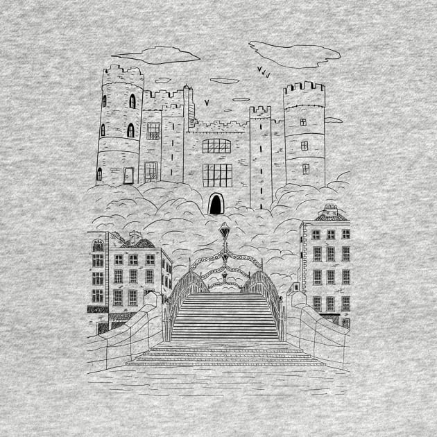 Dublin Ireland Vintage Hand Drawn City Sketch by jornvanhezik